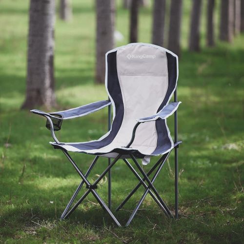  KingCamp Camping Chair Folding Lightweight Padded Quad Rod Portable Chair with Mesh Cup Holder for Outdoor, Hiking, Fishing, Picnic, with Carry Bag