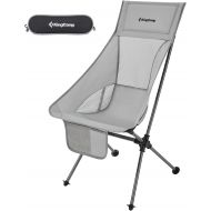 KingCamp KC1908_Navy Ultralight High Back Portable Camping Folding Chair with Carry Bag, Side Pocket, & Padded Headrest, Supports 330 Pounds, Gray