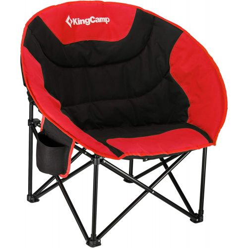  KingCamp Moon Saucer Camping Chair Padded Folding Chair Portable Heavy Duty Sofa Chair Supports 300lbs with Cup Holder and Carry Bag for Lawn Patio Sports