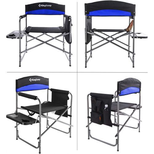  KingCamp Heavy Duty Camping Directors Chair, Folding Portable Camping Chair with Side Table Storage Pockets for Outdoor Tailgating Sports Backpacking Fishing Lawn Beach Trip Picnic