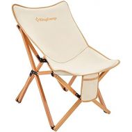 KingCamp Butterfly Chair Folding Indoor Wooden Lawn Chair for Adults with Removable Canvas Cover, Three Sizes(Beige)