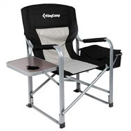 KingCamp Heavy Duty Folding Portable Padded Camping Directors Chair with Side Table Cooler Bag for Outdoor Fishing Tailgating Sports Backpacking Beach Trip Picnic, One Size, Black/