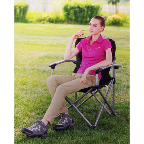  KingCamp Folding Camping Chair Oversized Heavy Duty Outdoor Camp Chair Portable Lawn Chair Arm Chair, Sturdy Steel Frame Supports 300 Lbs with Cup Holder for Sports Fishing Picnic