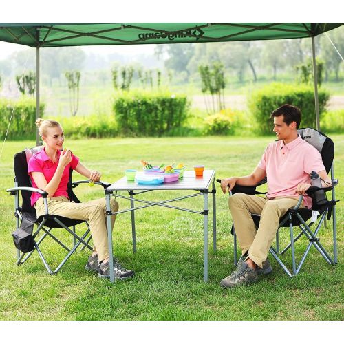  KingCamp Folding Camping Chair Oversized Heavy Duty Outdoor Camp Chair Portable Lawn Chair Arm Chair, Sturdy Steel Frame Supports 300 Lbs with Cup Holder for Sports Fishing Picnic