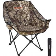KingCamp Oversize Camping Folding Sofa Chair Padded Seat with Cooler Bag and Armrest Cup Holder, Black&Dark Gray (Camouflage)
