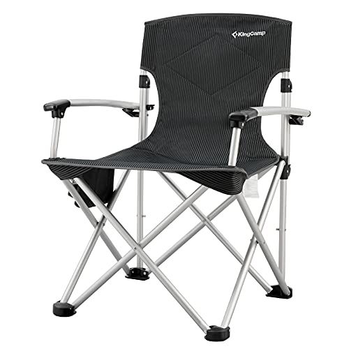  KingCamp Folding Lightweight Camping Chairs Aluminum Hard Armrest with Cup Holder, Portable Padded Deluxe Chair with Carry Bag, Heavy Duty Supports 300 lbs for Outdoor, Sports, Law