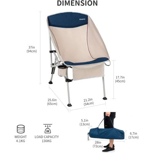  KingCamp Folding Camping Chair Portable Heavy Duty Lawn Chair with Rotatable Cup Holder & Padded Headrest & Carry Bag for Sports, Picnic, Fishing, Backyard