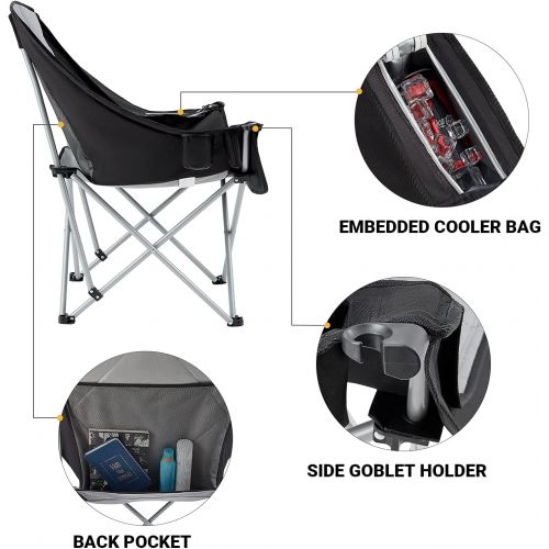  KingCamp Oversized Folding Sofa Camping Chair, Black/MediumGrey