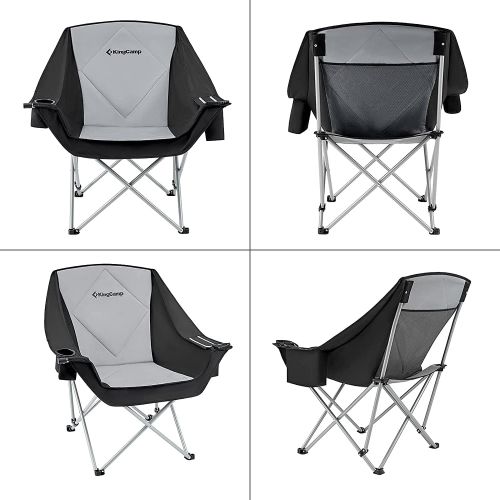  KingCamp Oversized Folding Sofa Camping Chair, Black/MediumGrey