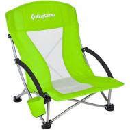 KingCamp Lightweight Strong Stable Folding Outdoor Camping Beach Chair with Mesh Back, Cupholder, and Soft Padded Armrest, Green
