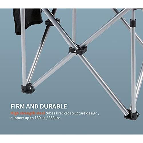  KingCamp Folding Chair for Camping, Portable Lightweight Camp Chair, Outdoor Lawn Picnic Quad Chair with Arm Rest Cup Holder and Carry Bag