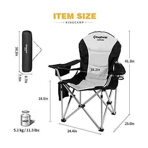  KingCamp Folding Chair for Camping, Portable Lightweight Camp Chair, Outdoor Lawn Picnic Quad Chair with Arm Rest Cup Holder and Carry Bag