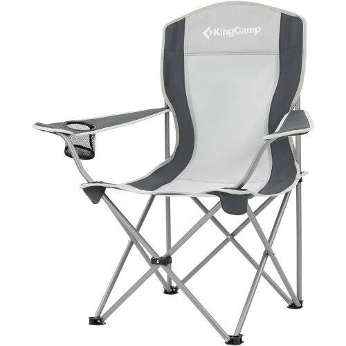  KingCamp Folding Chair for Camping, Portable Lightweight Camp Chair, Outdoor Lawn Picnic Quad Chair with Arm Rest Cup Holder and Carry Bag
