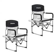 KingCamp Camping Chair Heavy Duty Folding Mesh Chair with Handle and Side Table, 2 Pack