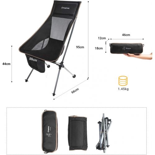  KingCamp KC2012 Camping-Chairs, ONE Size, Black-2 PCs