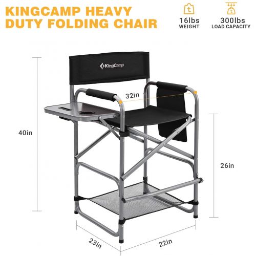  KingCamp Heavy Duty Camping Directors Chair Folding Oversized Portable Camping Chair with Side Table for Outdoor Tailgating Sports Backpacking Fishing Beach Trip Picnic Lawn