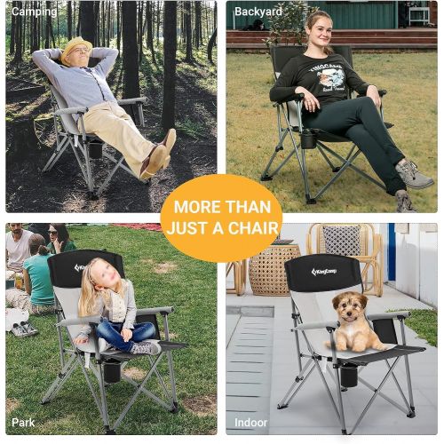  KingCamp Folding Camping Chair Lightweight Portable Compact Outdoor Chairs for Adults with Cup Holder Side Pocket Mesh Back for Travel Backpacking Patio Lawn Hiking Festival Sports