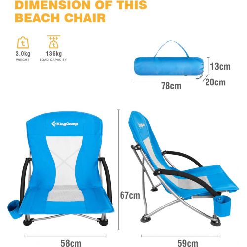  KingCamp Low Seat Beach Chair, Outdoor Camping Folding Chair with Cup Holder