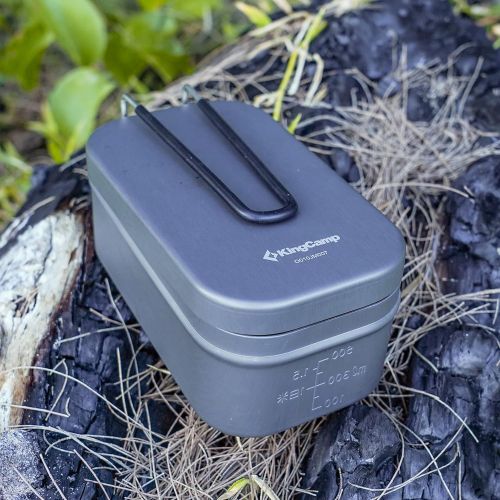  KingCamp Mess Tin Camping Bento Box Portable Military Mess Kit Aluminum Camping Cookware Lightweight Lunch Container Windproof Open Fire Cooking Equipment