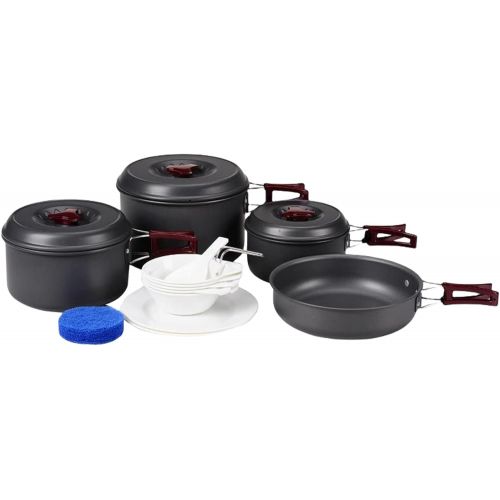  KingCamp 17/15 PCS Hard-Anodized Aluminum Camping cookware Set Camping Pots and Pans Set Lightweight Compact Camp Cooking Set Mess kit for Camping Backpacking Hiking Trekking Picni