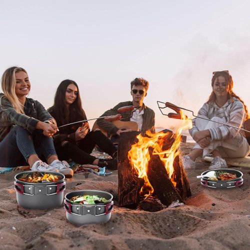  KingCamp Camping Cookware Mess Kit 17/25 pcs Open Fire Cookware Backpacking Cooking Mess Kit Cooking Equipment Lightweight Pots and Pans Set for Camping Hiking Picnic
