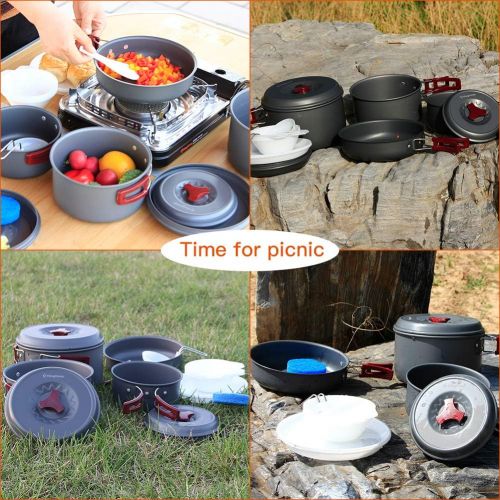  KingCamp 5/8/17 PCS Camping Cookware Set, Nonstick Aluminum Lightweight Outdoor Backpacking Cooking Mess Kit for Hiking Picnic