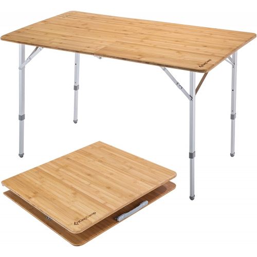  KingCamp Bamboo Heavy Duty 176 lbs Environmental Protection Oversize Anti UV Portable Folding Table, Picnic, Camping, Three Heights,4 6 People