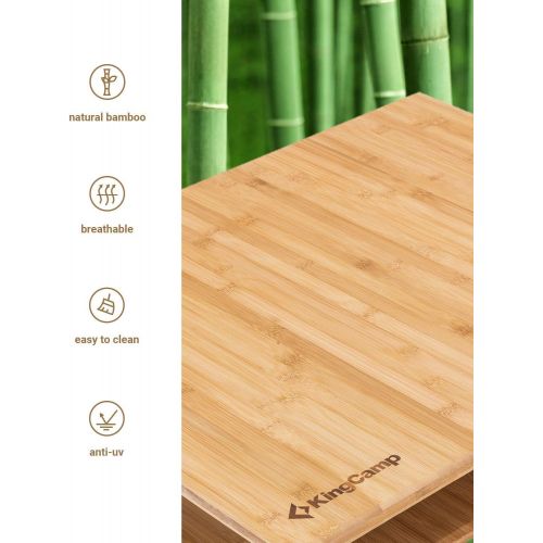  KingCamp Bamboo Heavy Duty 176 lbs Environmental Protection Oversize Anti UV Portable Folding Table, Picnic, Camping, Three Heights,4 6 People