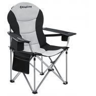KingCamp Lumbar Back Padded Camp Chair Heavy Duty Oversized Folding Camping Chair with Cooler Bag Armrest and Cup Holder for Outdoor, Fishing, Yard, Sports