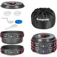 KingCamp 7/9/18Pcs Camping Cookware Mess Kit Camping Cooking Set Non-Stick Hard-Anodized Aluminum Camping Gear Camping Pots and Pans Set with Tableware for Outdoor Backpacking Hiki