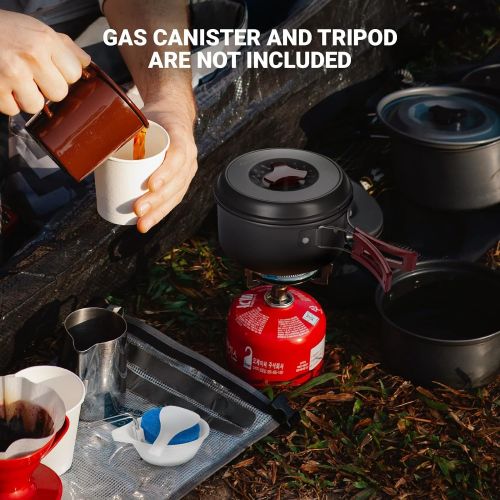  KingCamp 7/9/18Pcs Camping Cookware Mess Kit Camping Cooking Set Non-Stick Hard-Anodized Aluminum Camping Gear Camping Pots and Pans Set with Tableware for Outdoor Backpacking Hiki
