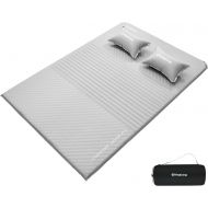 KingCamp Self Inflating Camping Pad Double Size Sleeping Mattress with 2 Pillow Outdoors Air Mat Queen Foam Pad ,6.1 R Value