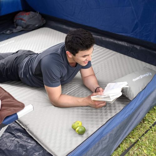  KingCamp Self Inflating Camping Pad Double Size Sleeping Mattress with 2 Pillow Outdoors Air Mat Queen Foam Pad ,6.1 R Value