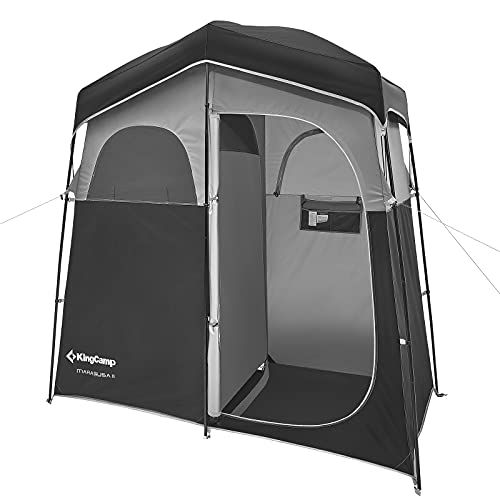  KingCamp Shower Tent Oversize Extra Wide Camping Privacy Shelter Tent, Portable Outdoor Shower Tent Dressing Changing Room Tent with Carry Bag, Camp Toilet, Easy Set Up, 1 Rooms/2