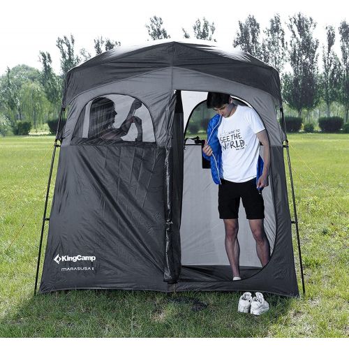  KingCamp Shower Tent Oversize Extra Wide Camping Privacy Shelter Tent, Portable Outdoor Shower Tent Dressing Changing Room Tent with Carry Bag, Camp Toilet, Easy Set Up, 1 Rooms/2