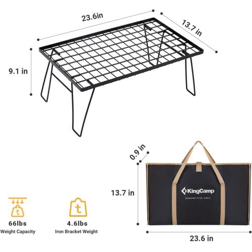  KingCamp Folding Campfire Grill Heavy Duty Iron Steel Grate Portable Over Fire Camp Grill with Legs Campfire Grill Grate For Outdoor Versatile Campfire Cooking Picnic BBQ Hiking Ba