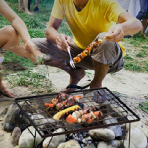  KingCamp Folding Campfire Grill Heavy Duty Iron Steel Grate Portable Over Fire Camp Grill with Legs Campfire Grill Grate For Outdoor Versatile Campfire Cooking Picnic BBQ Hiking Ba