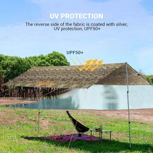  KingCamp Camping Tarp UPF50+ Lightweight Tent Tarp Hammock Shade for Camping Trips, Fishing, or Picnics Portable Waterproof