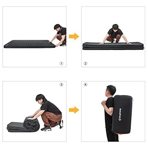  KingCamp 3D Double Self-Inflating Sleeping Pad Air Mattress for Camping Lightweight Inflatable Sleeping Pad Protable 3 Inch Waterproof for Backpacking Traveling and Hiking.