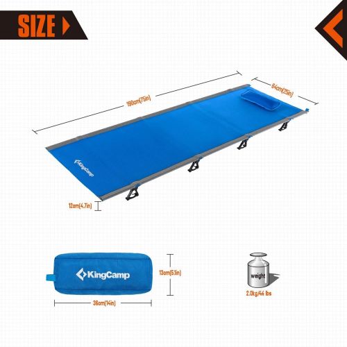  KingCamp Cots Ultralight Sleeping Cots Oversized Folding Camping Cots for Adults Extra Wide Sleeping Cots for Adults Portable Cot for Outdoors Travel Backpack Cot Foldable Camping