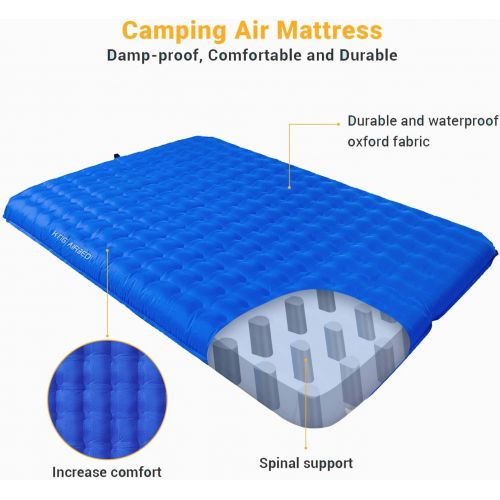  KingCamp Sleeping pad for Camping 6 Thick Camping Mattress 2 Person Inflatable Mattress Camping with Pump Up to 550LB for Heavy Weight for Tent Backpacking Queen Size Camping Pad B
