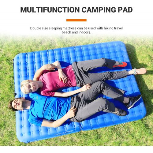  KingCamp Sleeping pad for Camping 6 Thick Camping Mattress 2 Person Inflatable Mattress Camping with Pump Up to 550LB for Heavy Weight for Tent Backpacking Queen Size Camping Pad B