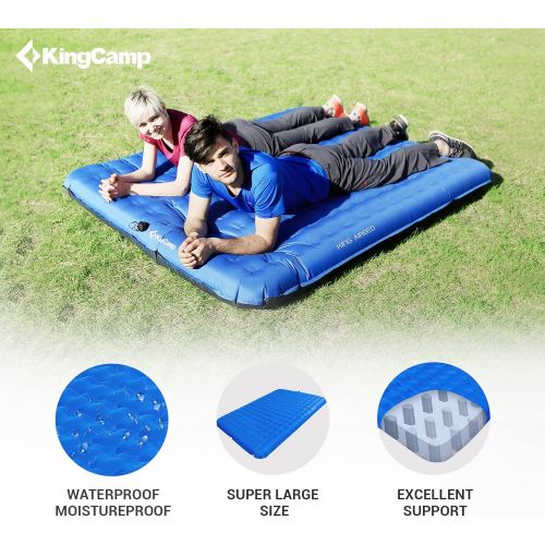  KingCamp Sleeping pad for Camping 6 Thick Camping Mattress 2 Person Inflatable Mattress Camping with Pump Up to 550LB for Heavy Weight for Tent Backpacking Queen Size Camping Pad B