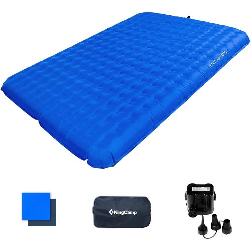  Kingcamp Inflatable Sleeping Pad for Camping Backpacking Extra-Wide 56 inch Queen Air Mattress Camping Mat with Versatile Pump for Home Camping Hiking RV Tent