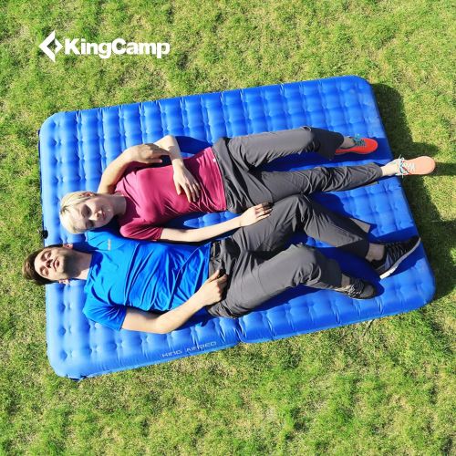  Kingcamp Inflatable Sleeping Pad for Camping Backpacking Extra-Wide 56 inch Queen Air Mattress Camping Mat with Versatile Pump for Home Camping Hiking RV Tent