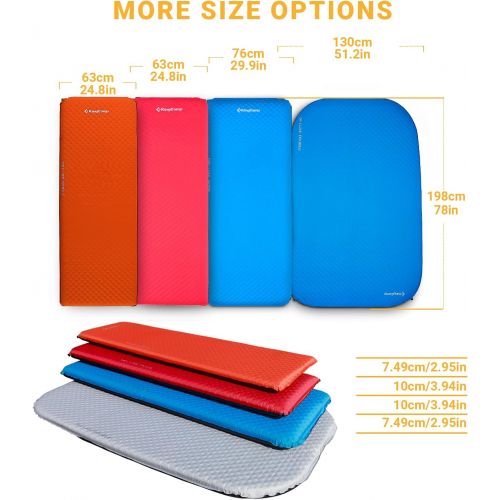  Kingcamp Self Inflating Sleeping Pad Deluxe Series for Camping, Thick Lightweight Foam Mattress, Portable Waterproof Air Mat for Backpacking, Hiking, Tent, Cot and Trip, Single and