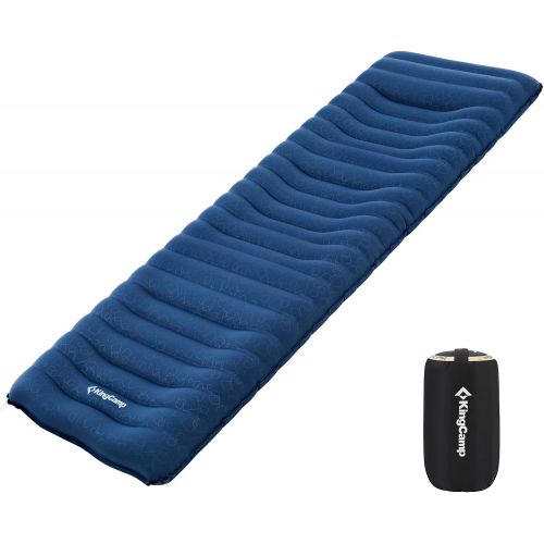  KingCamp Camping Inflatable Sleeping Pad Mat Utralight Air Mattress Pad Ergonomic Design Built-in Pillow 6 inch for Backpacking Traveling and Hiking.