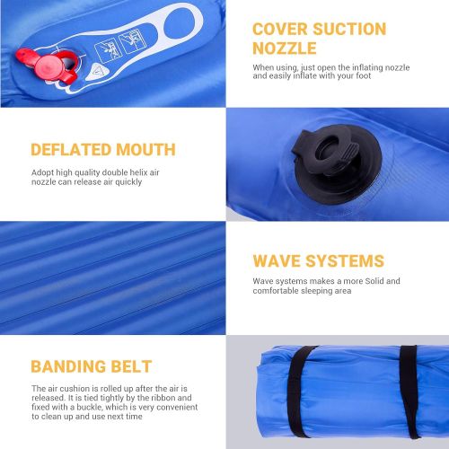  KingCamp Sleeping Pad for Camping Ultralight Camping Mattress 3.9 Air Mattress Camping Inflatable Mat Adults Camp Bed Lightweight and Compact Built-in Air Pump for Backpacking Hiki