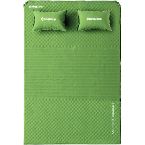  KingCamp Sleeping Pad for Camping Double, Self Inflating Twin Size Mat, Triple Zone Lightweight Camping Mattress with Pillow, Compact for Hiking, Car trip, Tent, Cot, Outdoor and I