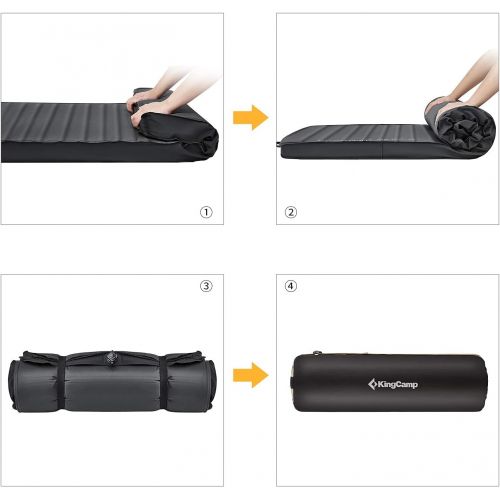  KingCamp Luxury 3D Insulated 3 Inch Wide Self Inflating Sleeping Pad R Value 9.5, Extra Large XL Foam Camping Air Mattress for Car Camping, Tent, Travel, Black